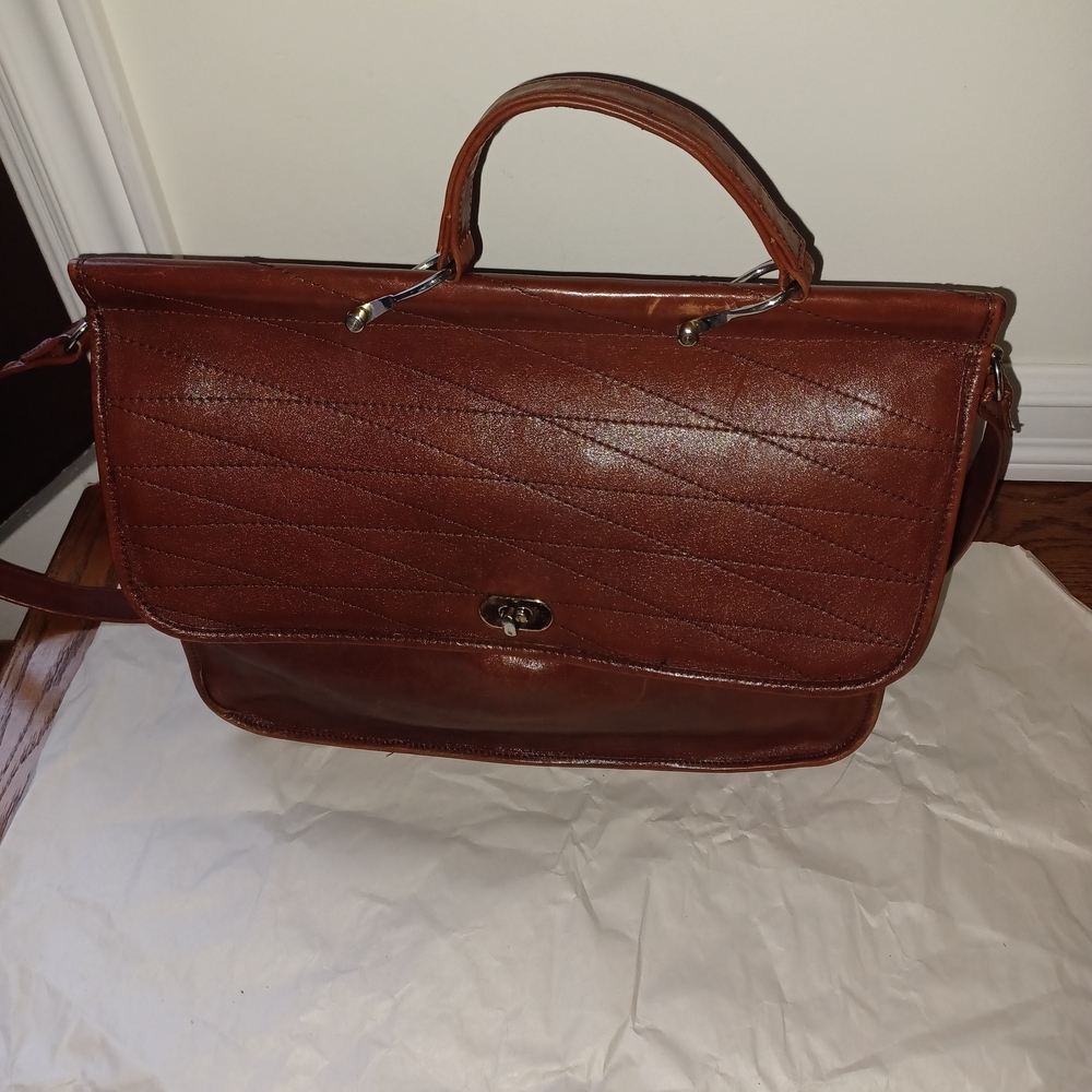 Brown Leather Womens Bag. W15 in, D15 In.
